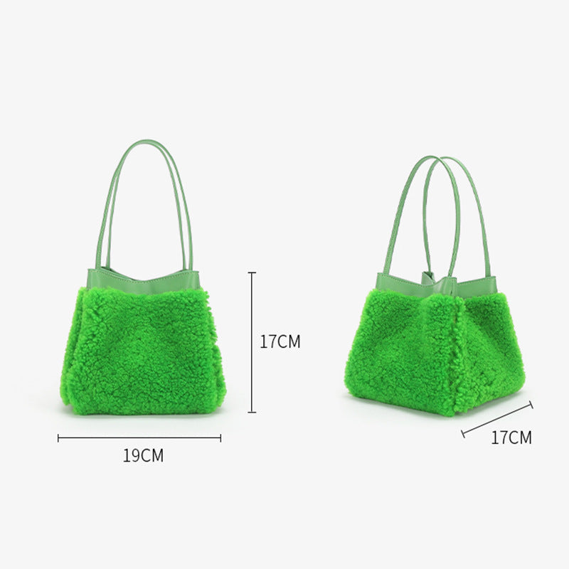 Simple Fashion Lamb Wool Wings Style Handbags