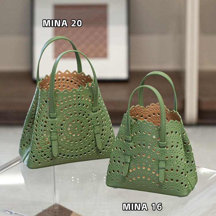 Cowhide Handmade Niche Laser Carved Hollow Out Leather Crossbody Bags