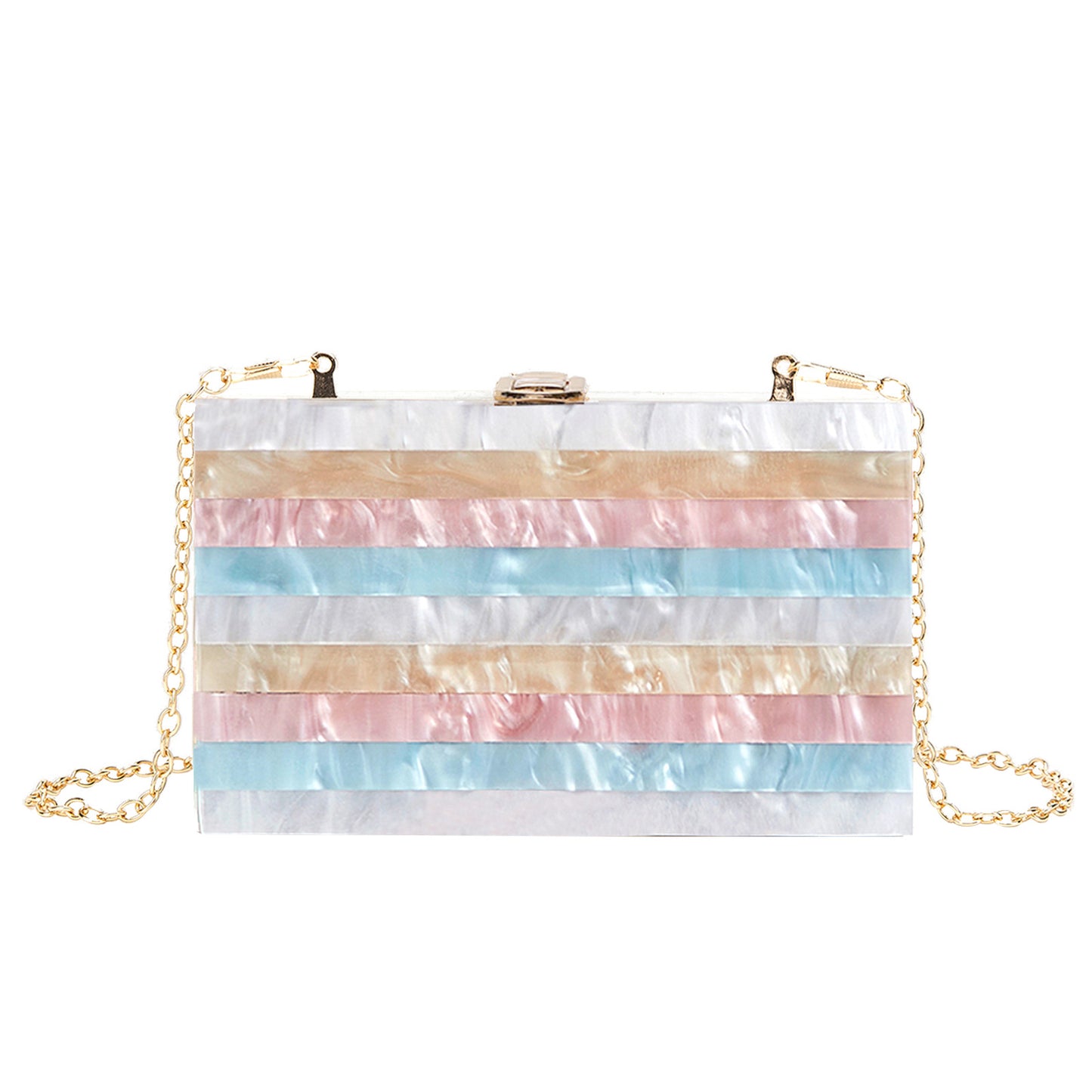 Dinner Fashion Striped Stitching Pearlescent Acrylic Handbags