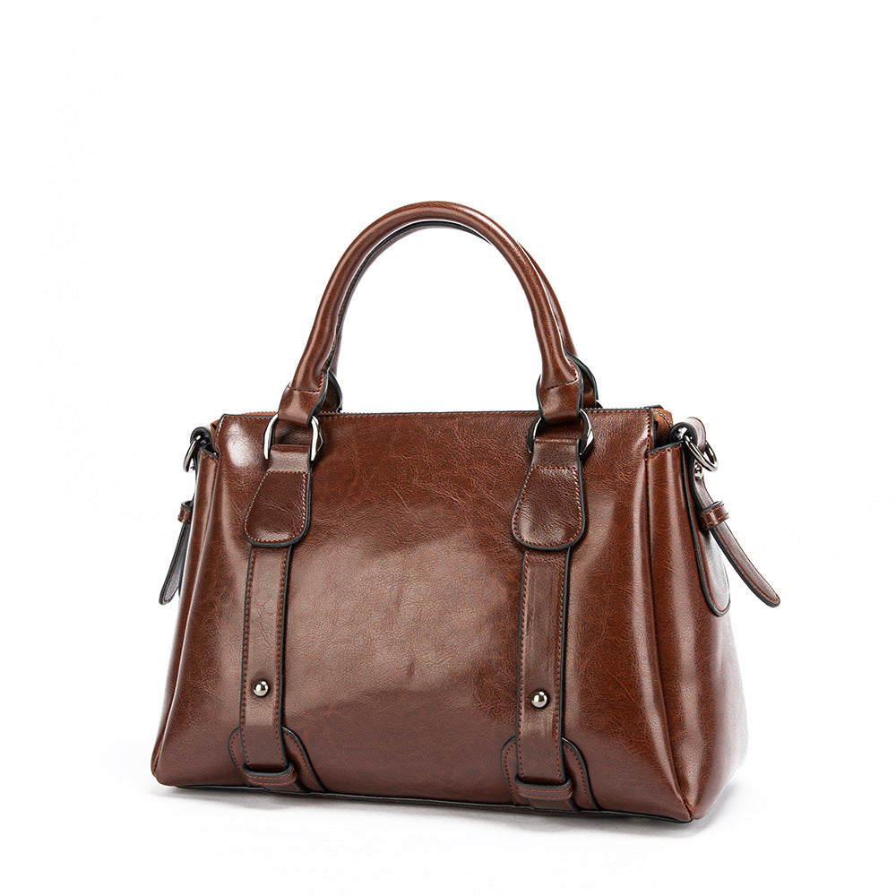 Women's Retro Fashion Genuine Leather Portable Large Capacity Handbags