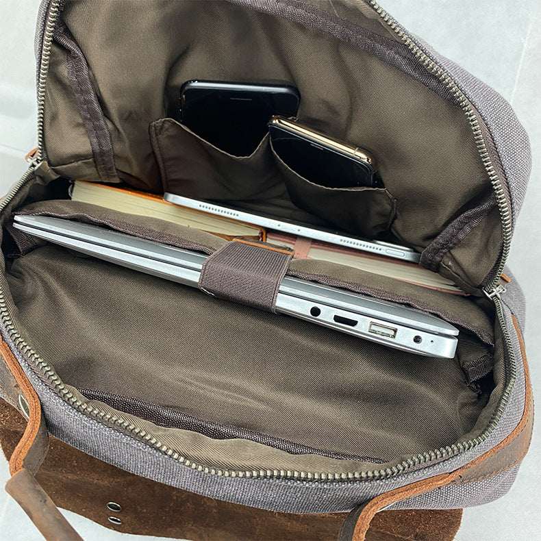 Pepper Salt Canvas Retro Textured Computer Backpacks