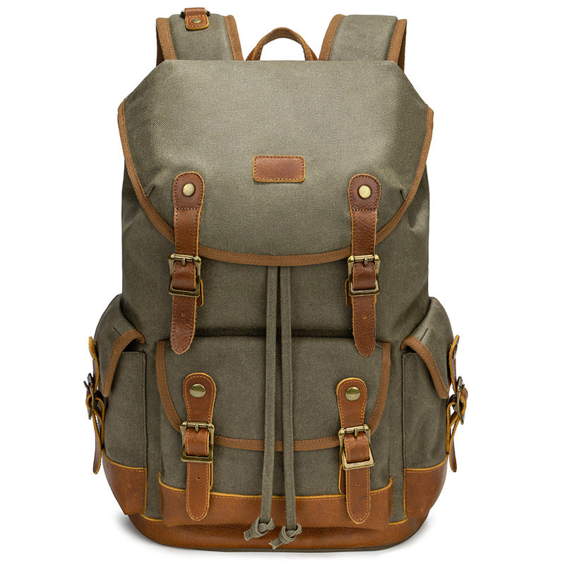 Men's Canvas Vintage Oil Wax Large Capacity Backpacks