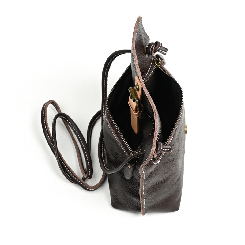 Women's Handmade Genuine Leather First Layer Cowhide Mori Style Crossbody Bags