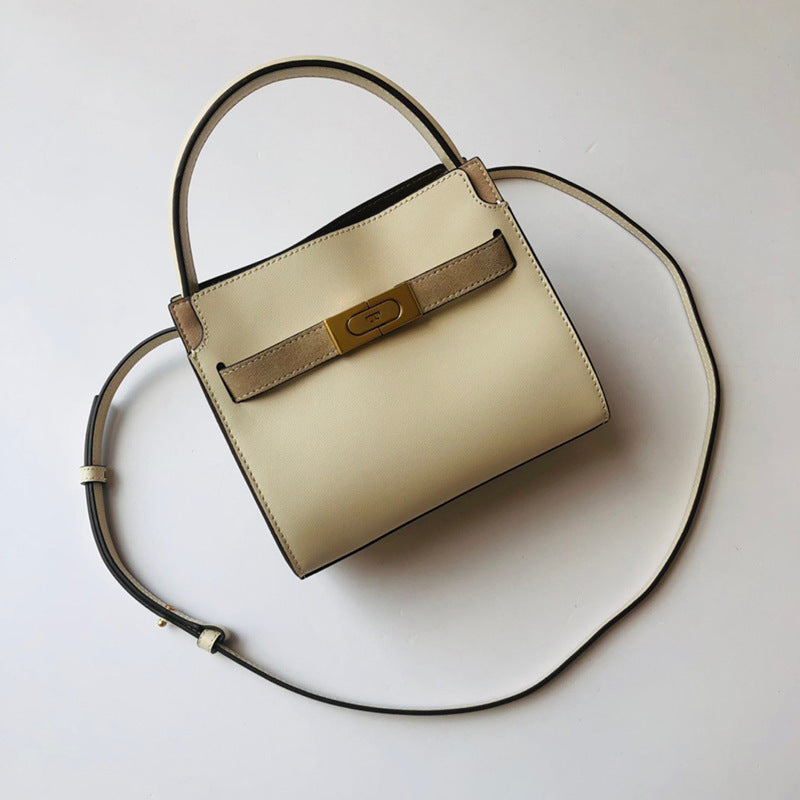 Women's Layer Leather Contrast Color Stitching Single Shoulder Bags
