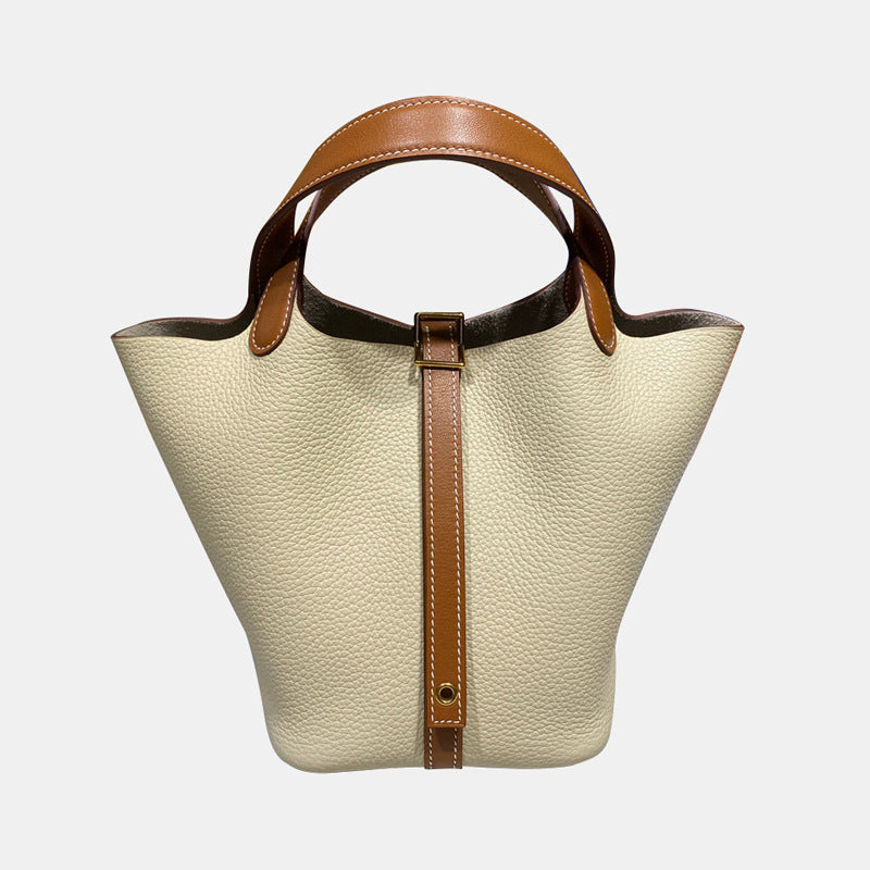 Women's Imported Vegetable Basket Genuine Leather Litchi Handbags