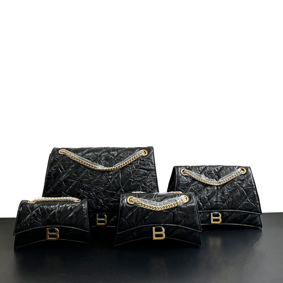 Women's High-grade First Layer Cowhide Hourglass Pleated Shoulder Bags