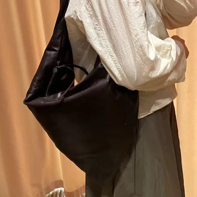 Women's Genuine Leather Sheepskin Triangle Retro Soft Shoulder Bags