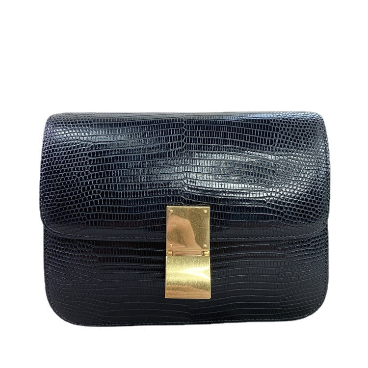 Women's Genuine Leather Lizard Pattern Stewardess Commuting Shoulder Bags