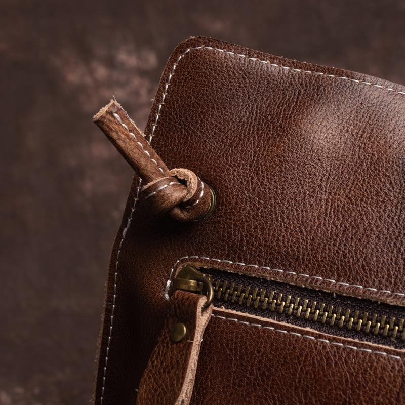 Women's Cow Leather Handmade Vegetable Tanned Retro Crossbody Bags