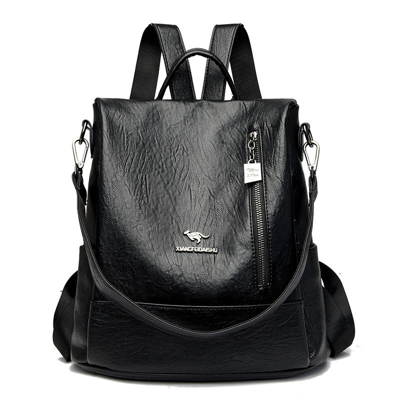 Women's Soft Leather Fashion Korean Style Large Backpacks