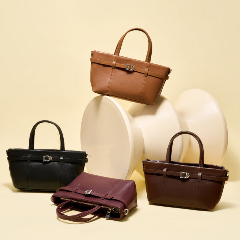 Women's Cowhide Retro Commuter Vegetable Basket Leather Handbags