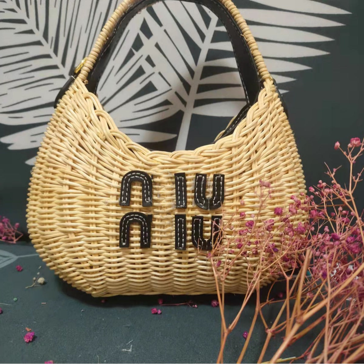Home Rattan Weave Primary Color Hand-woven Handbags