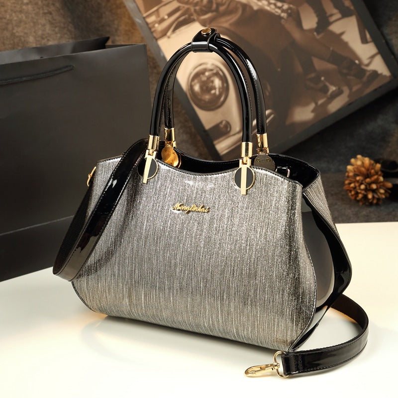 Women's Fashion Patent Leather Mother Elegant Genuine Handbags