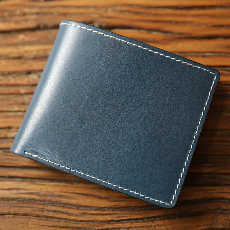 Men's Handmade Vegetable Tanned Leather Short Zip First Layer Men's Wallets