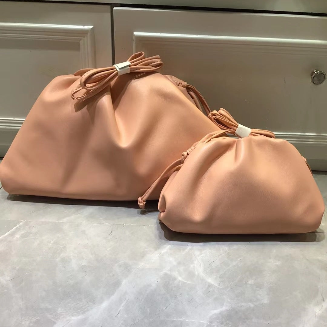 Women's Genuine Leather Solid Color Trendy Dumpling Shoulder Bags