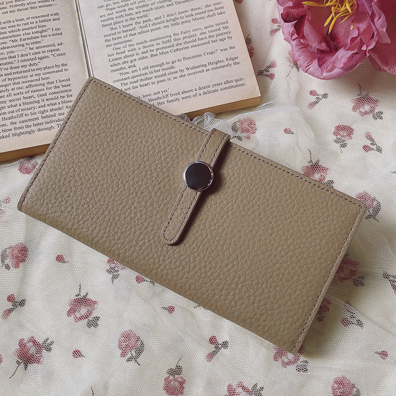 Women's Simple Genuine Cattlehide Leather Surface Multiple Ladies Wallets