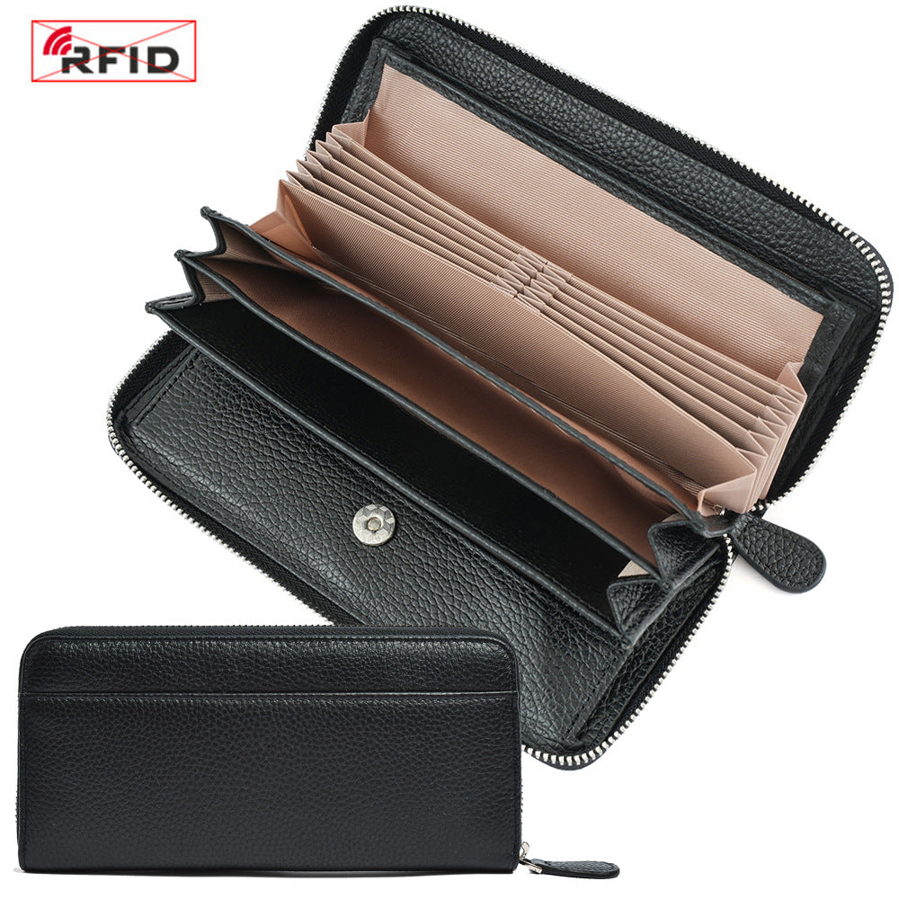 Women's Long Genuine Leather Multiple Slots Large Ladies Wallets