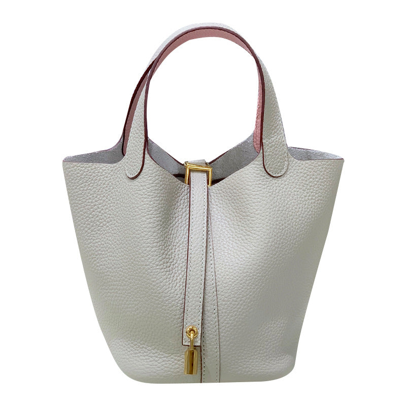 Women's Top Layer Cowhide Vegetable Basket Genuine Handbags