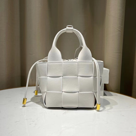 Women's Vegetable Basket Woven Leather Drawstring Composite Bags