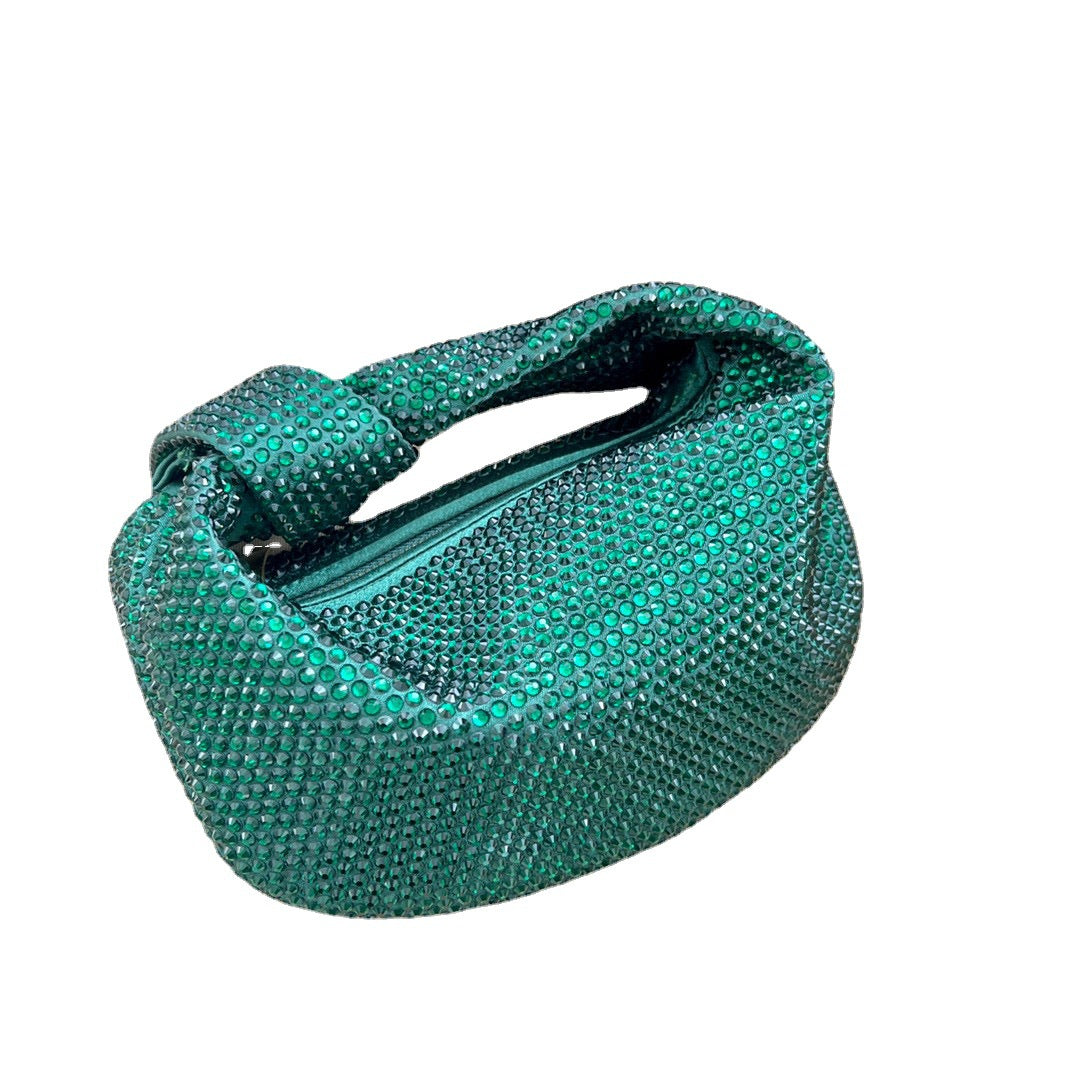 Women's Fashionable Knotted Bright Crystal Large Capacity Handbags