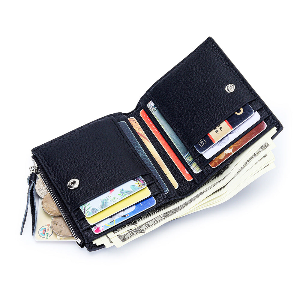 Women's Genuine Rivet Multiple Slots Fold First Ladies Wallets