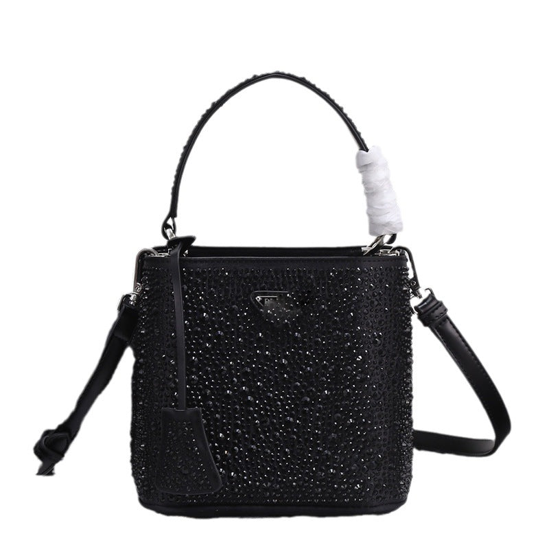 Women's P's Inverted Triangle Logo Full Diamond Shoulder Bags