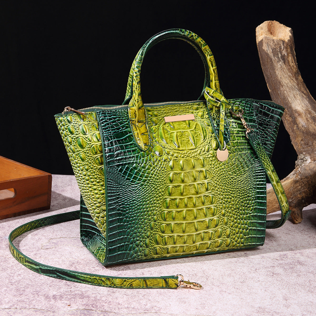 Classy Women's Crocodile Pattern Large Capacity Handbags