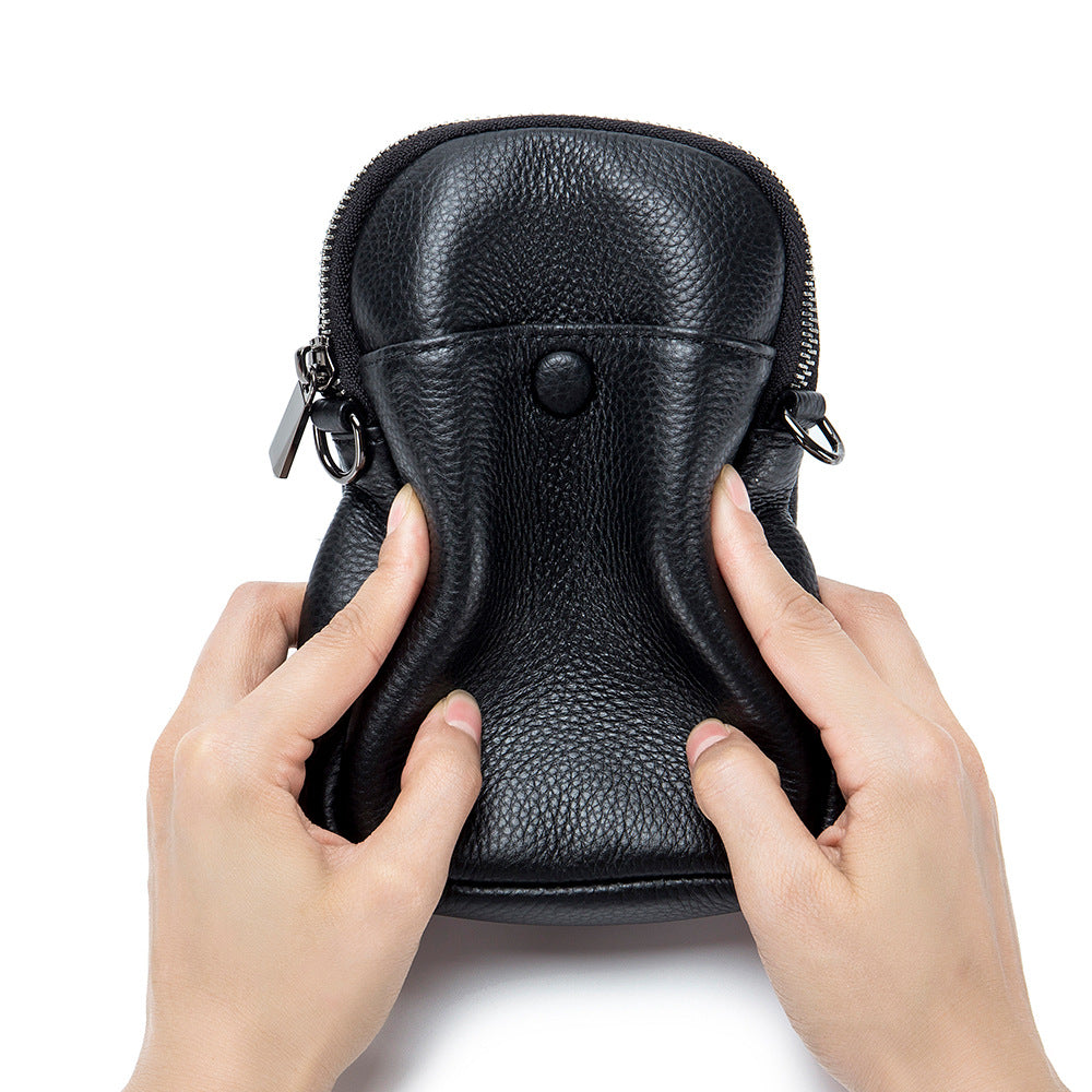 Women's Soft Leather Pouch Vertical Mini Fashion Bags