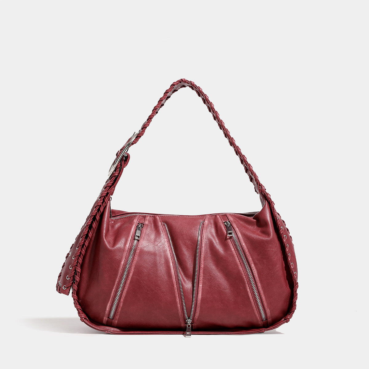 Women's Retro Motorcycle Brushed Woven Underarm Wide Shoulder Bags