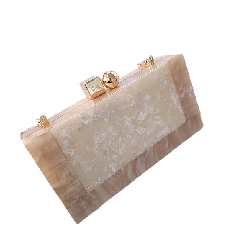 Pearl White Vintage Acrylic Texture Splicing Crossbody Bags