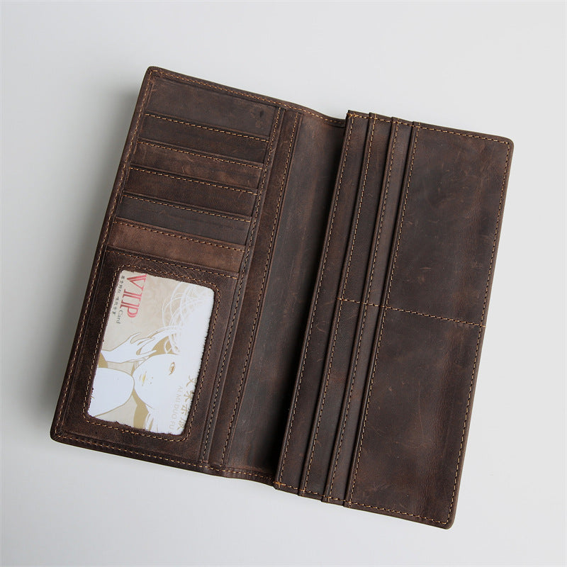 Men's Horse First Layer Cowhide Long Genuine Leather Men's Wallets