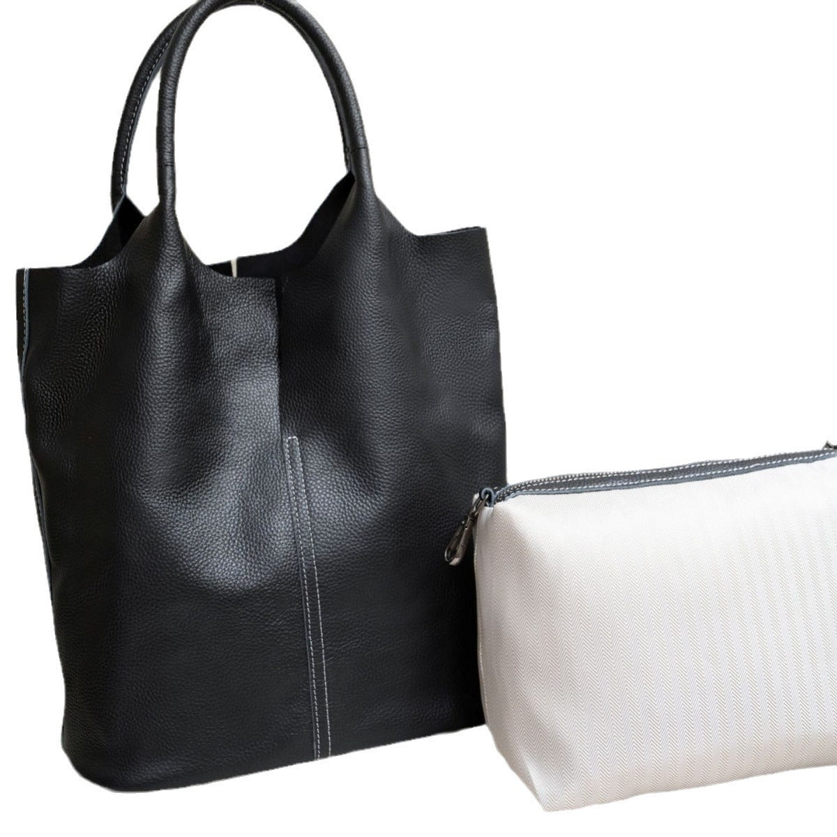 Women's First Layer Cowhide Single Lady's Fashion Large Shoulder Bags