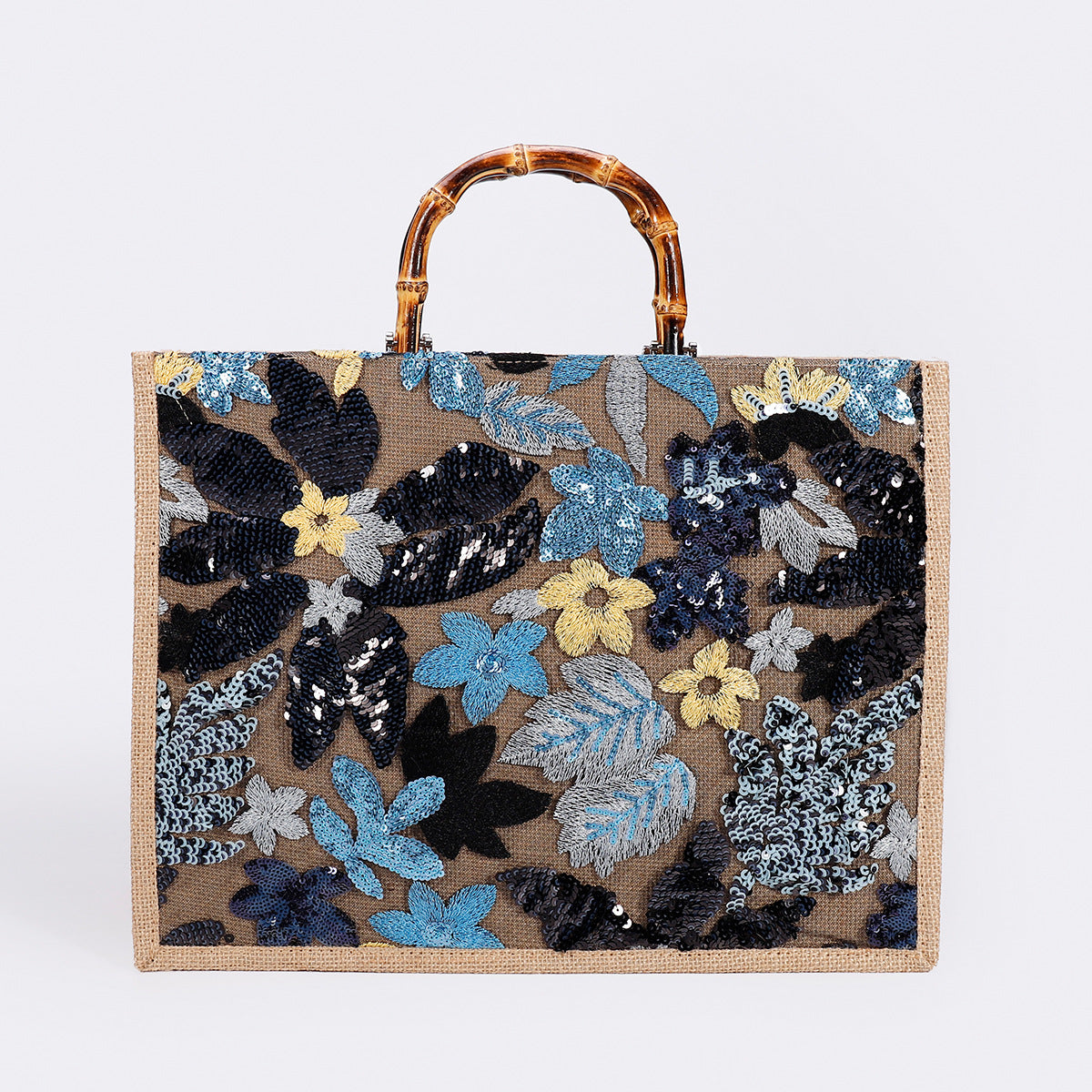Women's Bamboo Woven High-grade Sequins For Large Capacity Handbags
