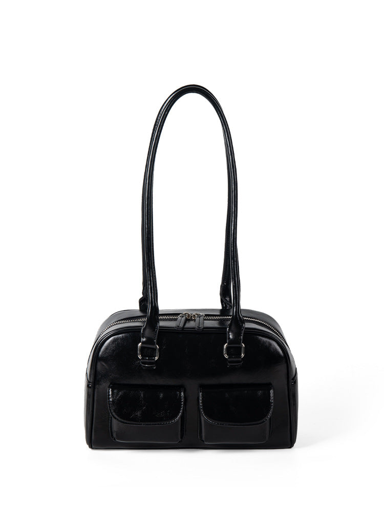 Women's Oil Wax Leather Underarm Large Capacity Shoulder Bags