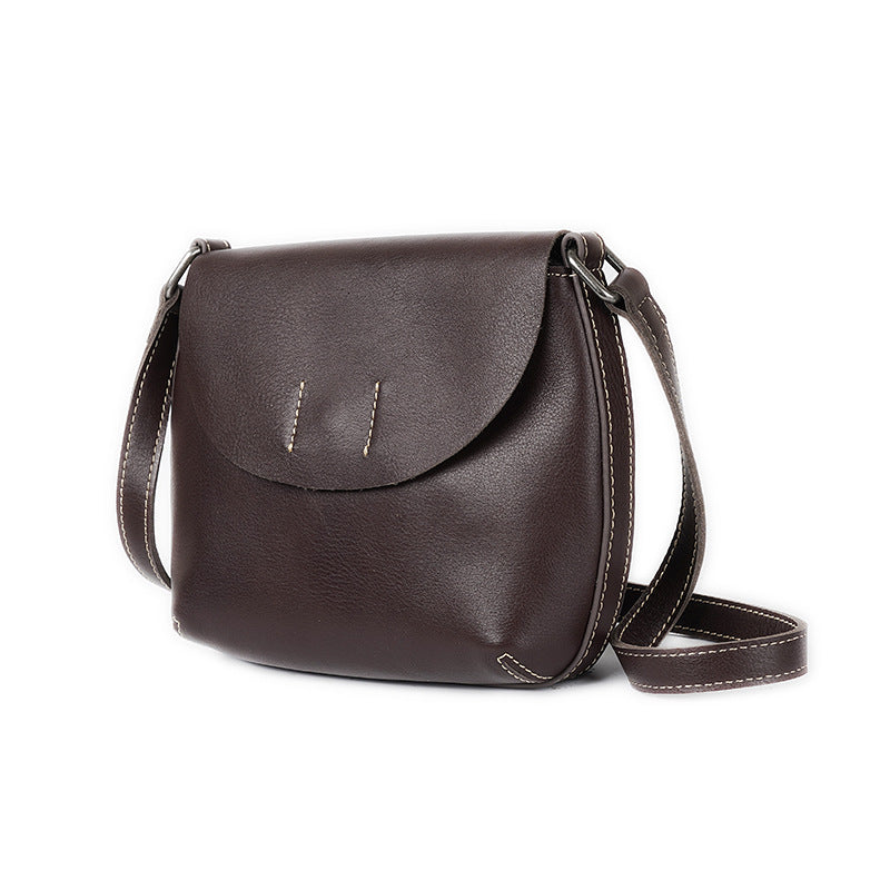 Women's Retro Style First Layer Cowhide Saddle Crossbody Bags