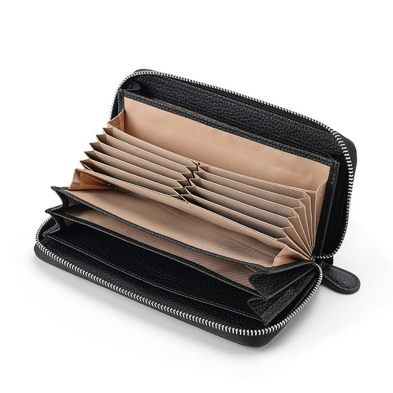 Women's Swiping Leather Long Style Expanding Clutch Handbags