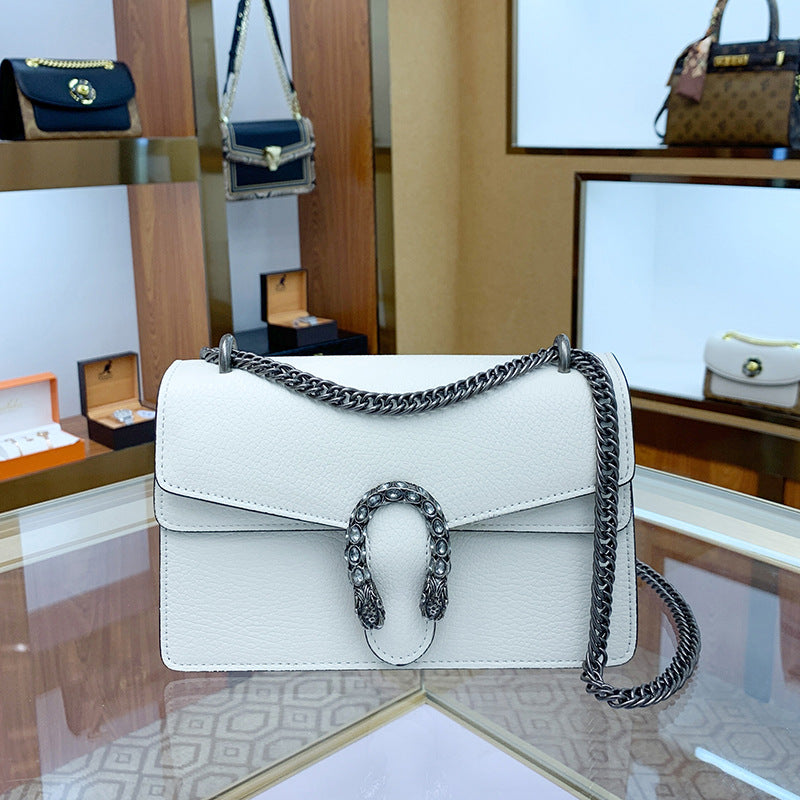 Women's Vintage Snake Head Design Niche Cowhide Bags