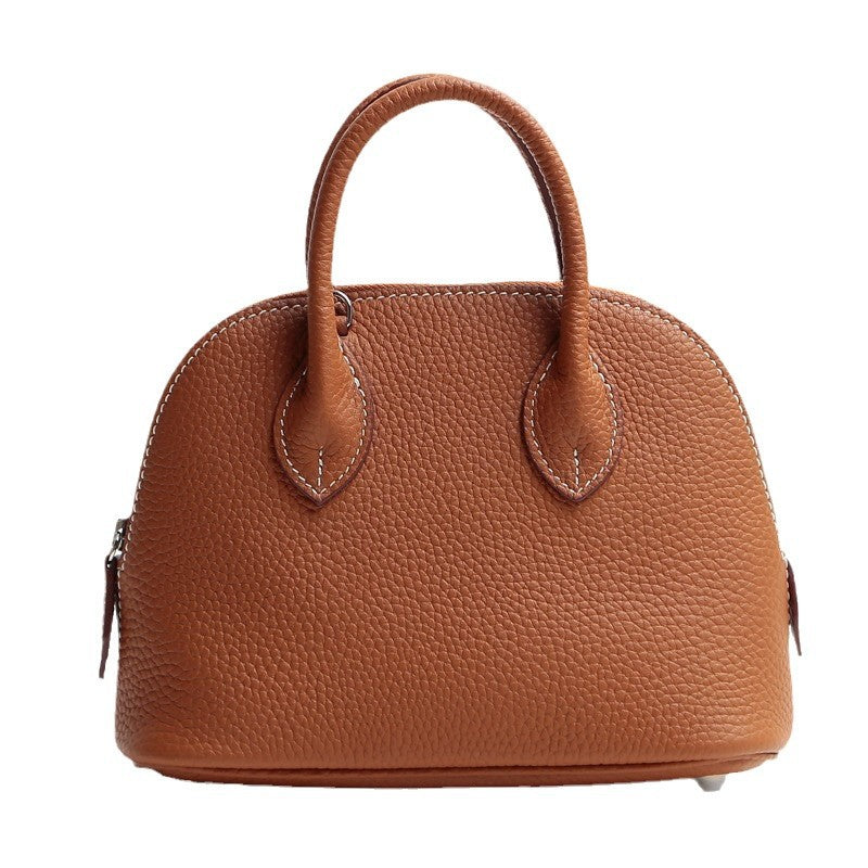 Women's First Layer Cowhide Shell Bowling Genuine Shoulder Bags