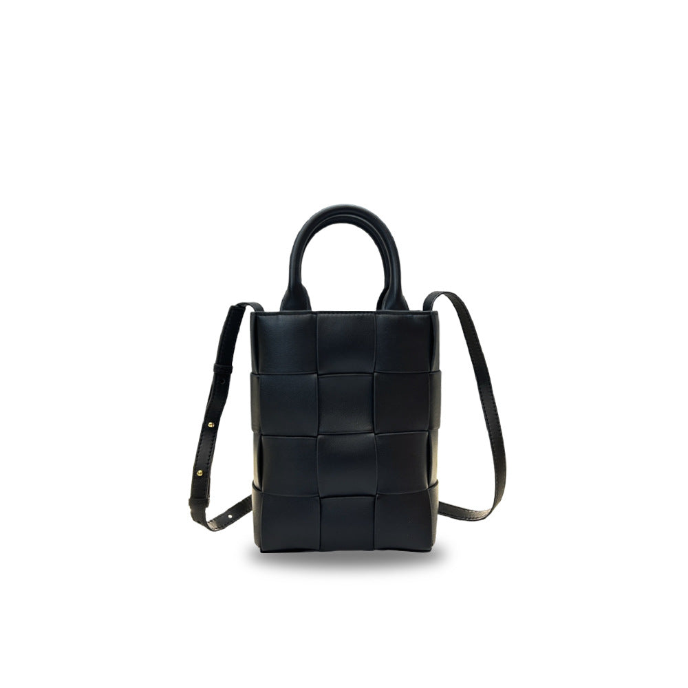Women's Authentic Leather Weave Portable Korean Style Crossbody Bags