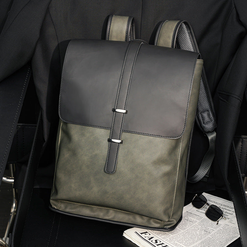 Men's Korean Retro Crazy Horse Large Capacity Backpacks