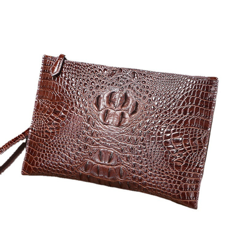 Men's Silicone Leather Crocodile Pattern Large Business Thin Body Men's Handbags
