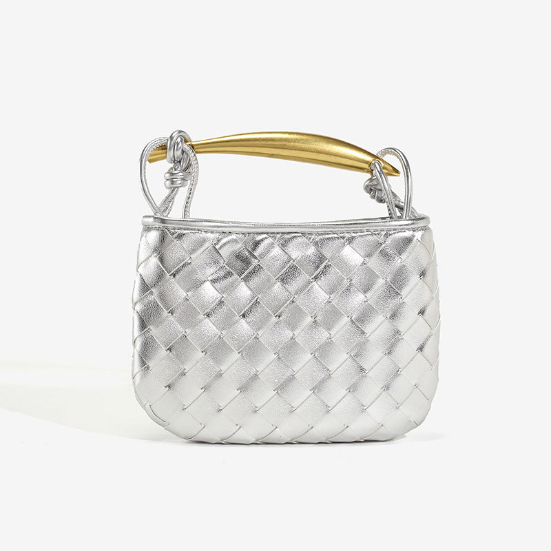 Spring Sier Sardine Soft Leather Woven Crossbody Bags