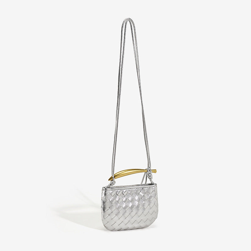 Spring Sier Sardine Soft Leather Woven Crossbody Bags