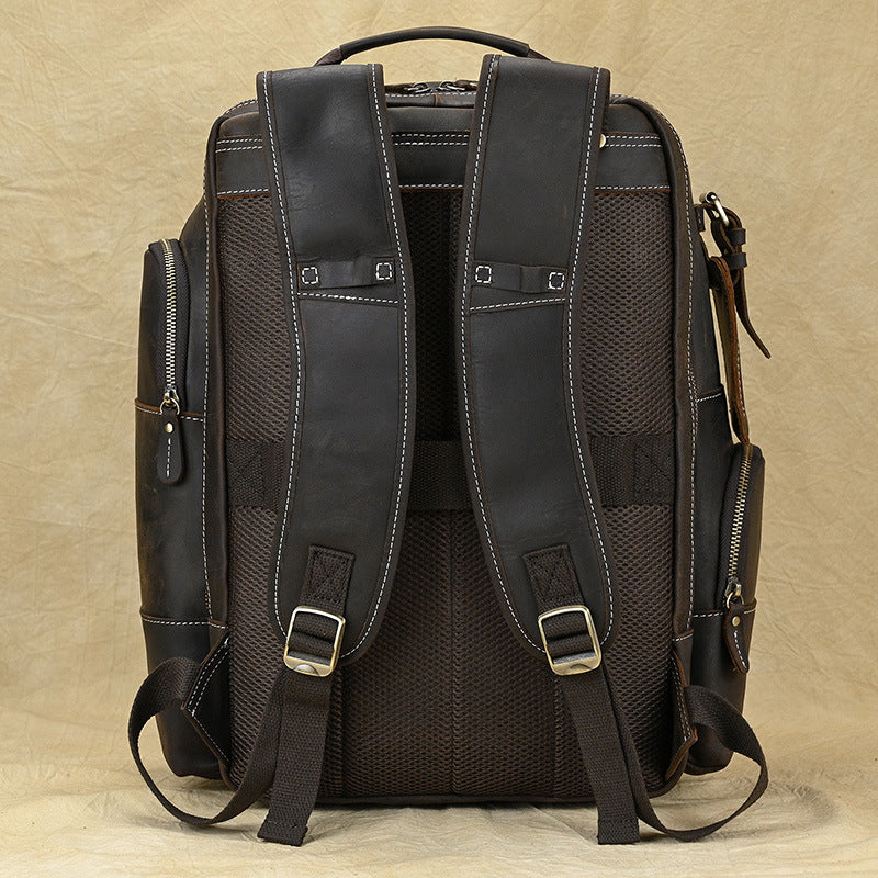 Men's Large Capacity Leather Crazy Horse Inch Backpacks