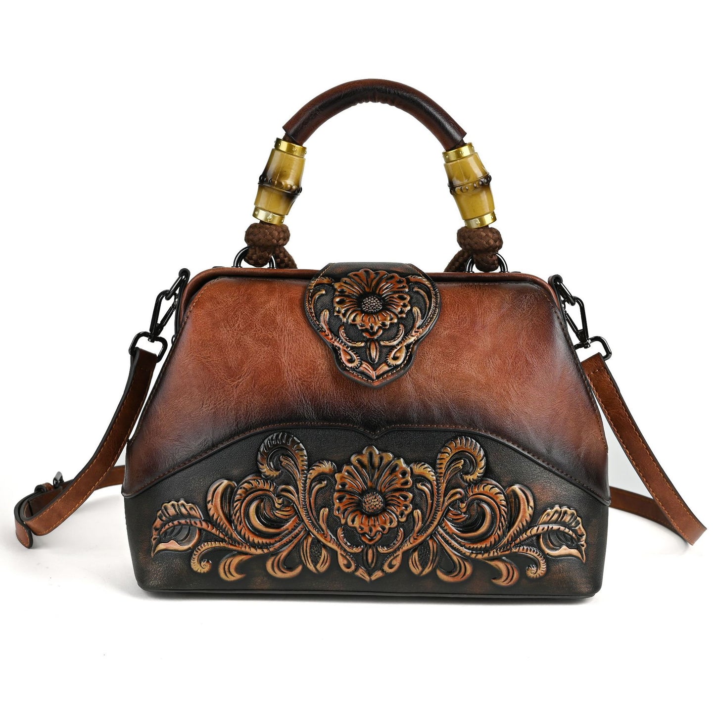 Women's Retro Embossed Hand-rub Color Clip Crossbody Bags