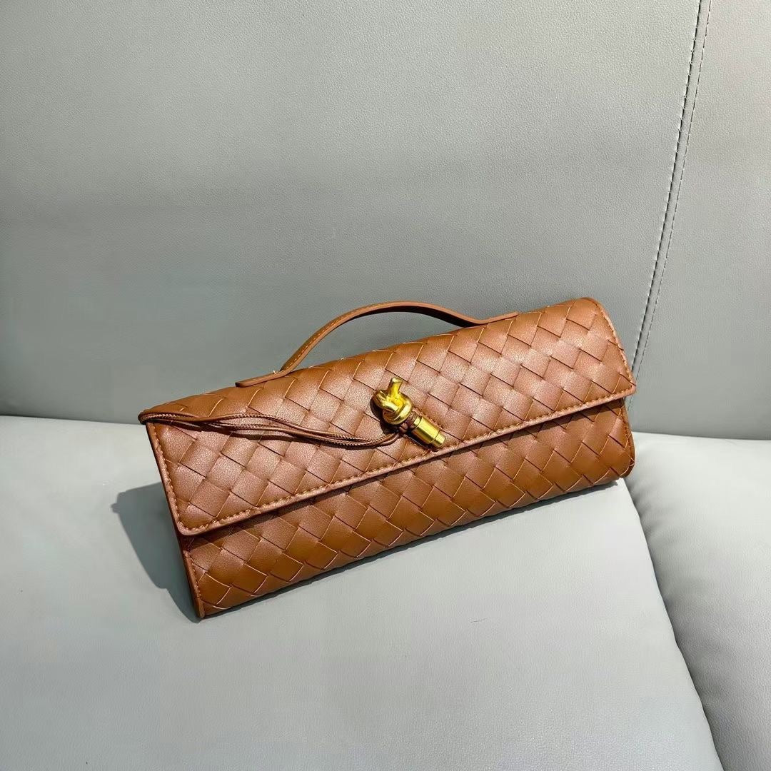 Woven Dinner Cowhide High-grade Horizontal Elegant Shoulder Bags