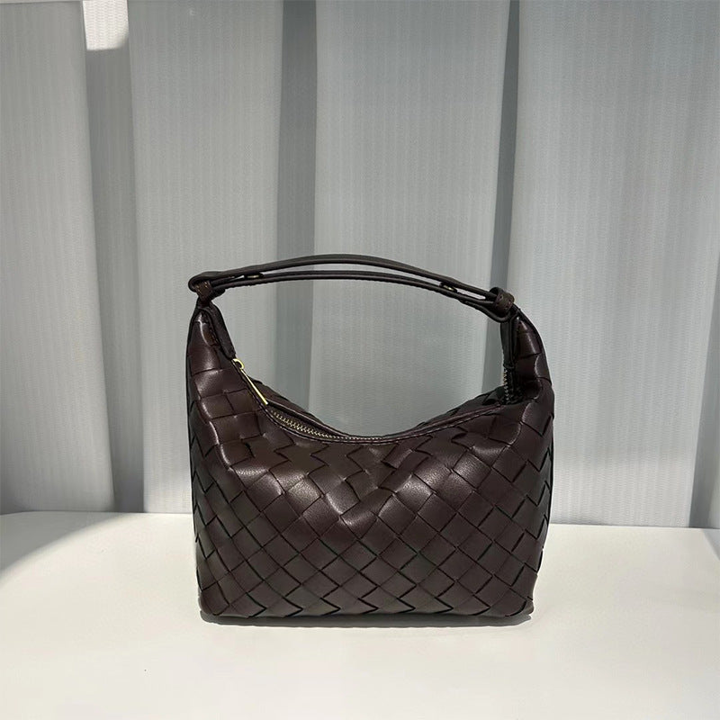 Women's Lunch Box Underarm Genuine Leather Woven Handbags