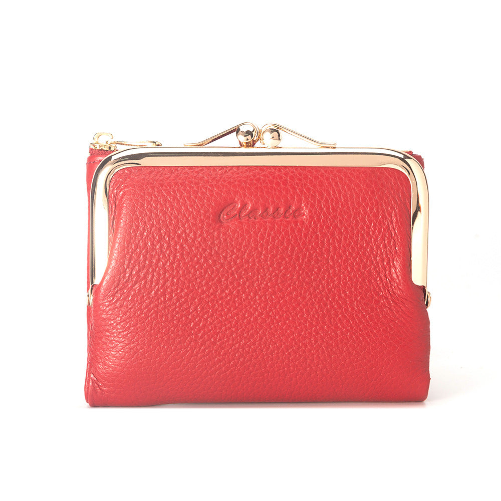 Women's Short Chic Genuine Leather Litchi Pattern Ladies Wallets