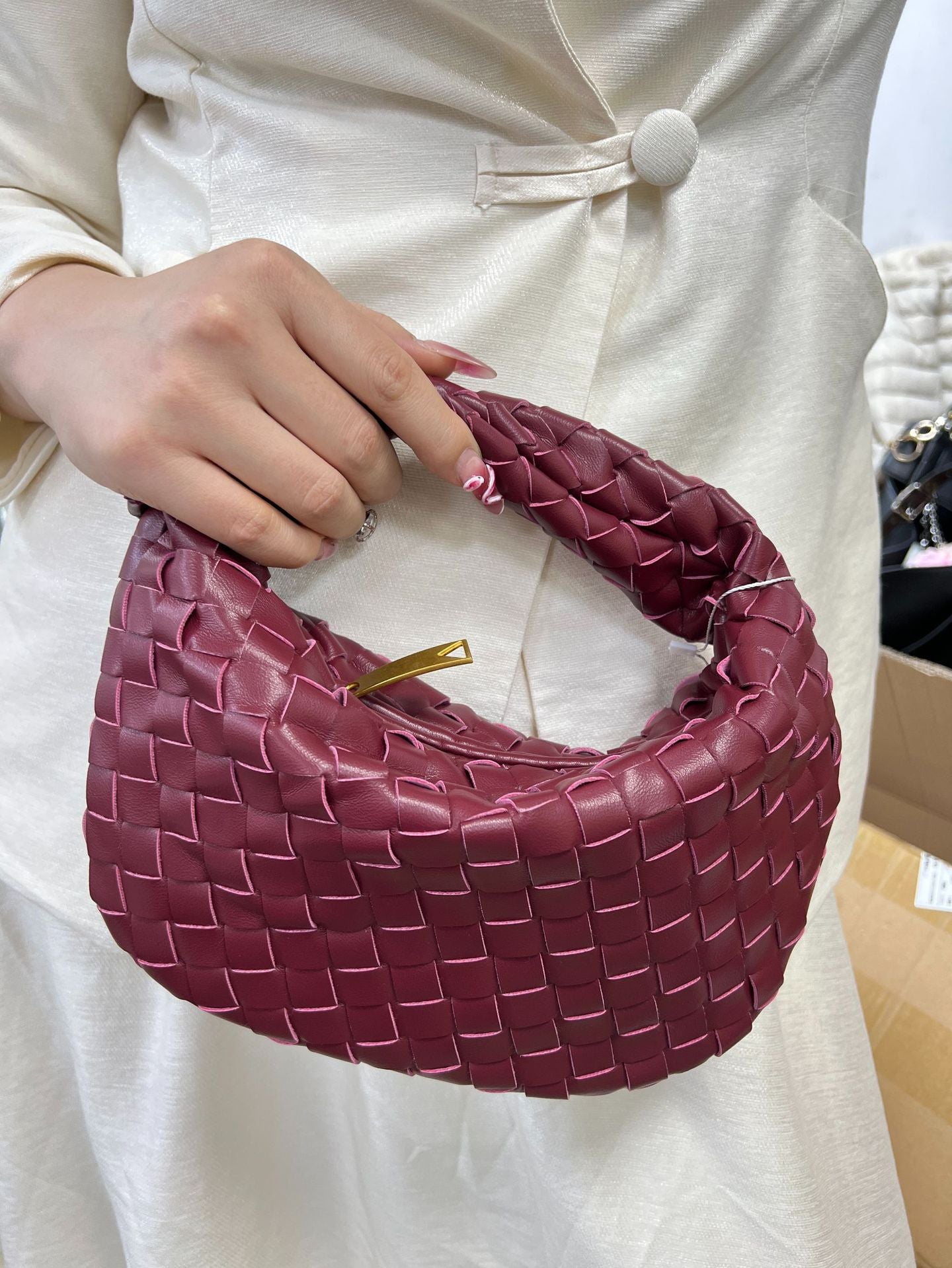 Woven Female Cloud Croissant Hand Holding Handbags