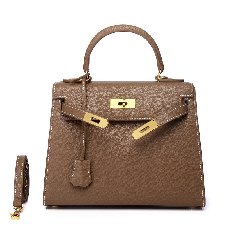 Women's Palm Print Cowhide Platinum Twist Genuine Handbags